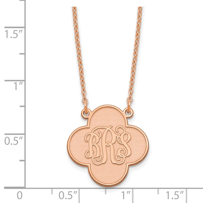 Rose Plated Sterling Silver/Rose Clover Monogram Necklace