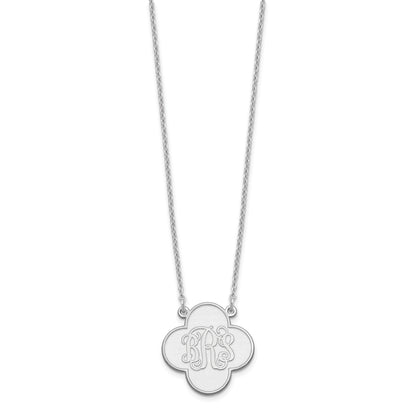 Sterling Silver Silver/Rhodium Plated Clover Monogram Necklace
