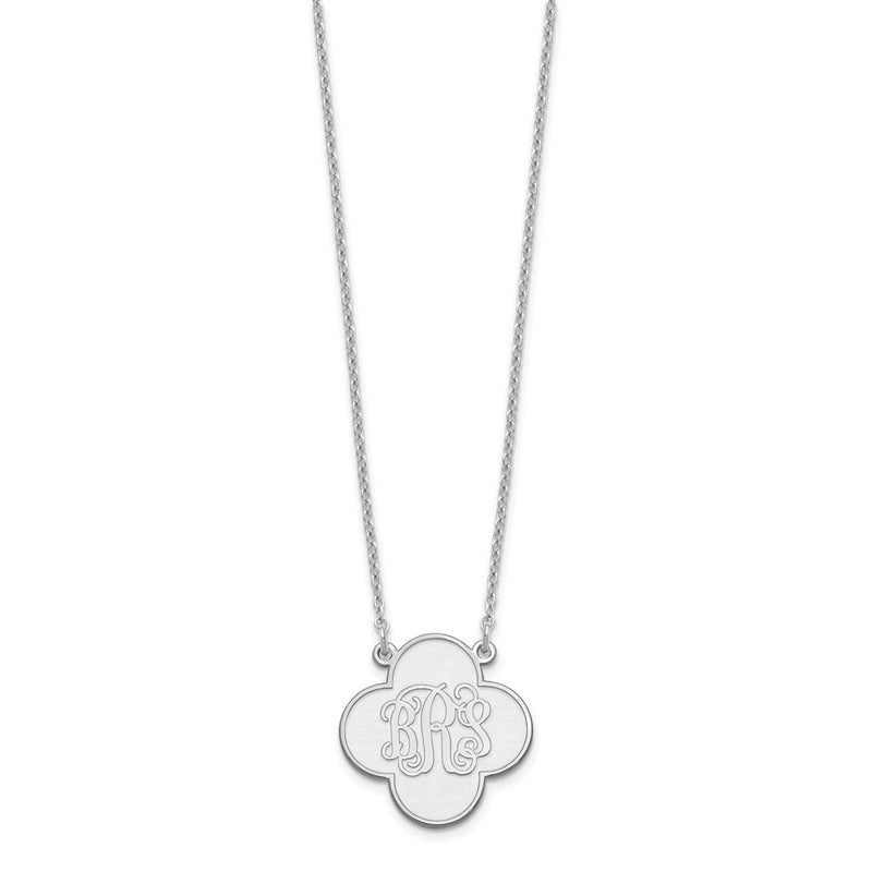 Sterling Silver Silver/Rhodium Plated Clover Monogram Necklace