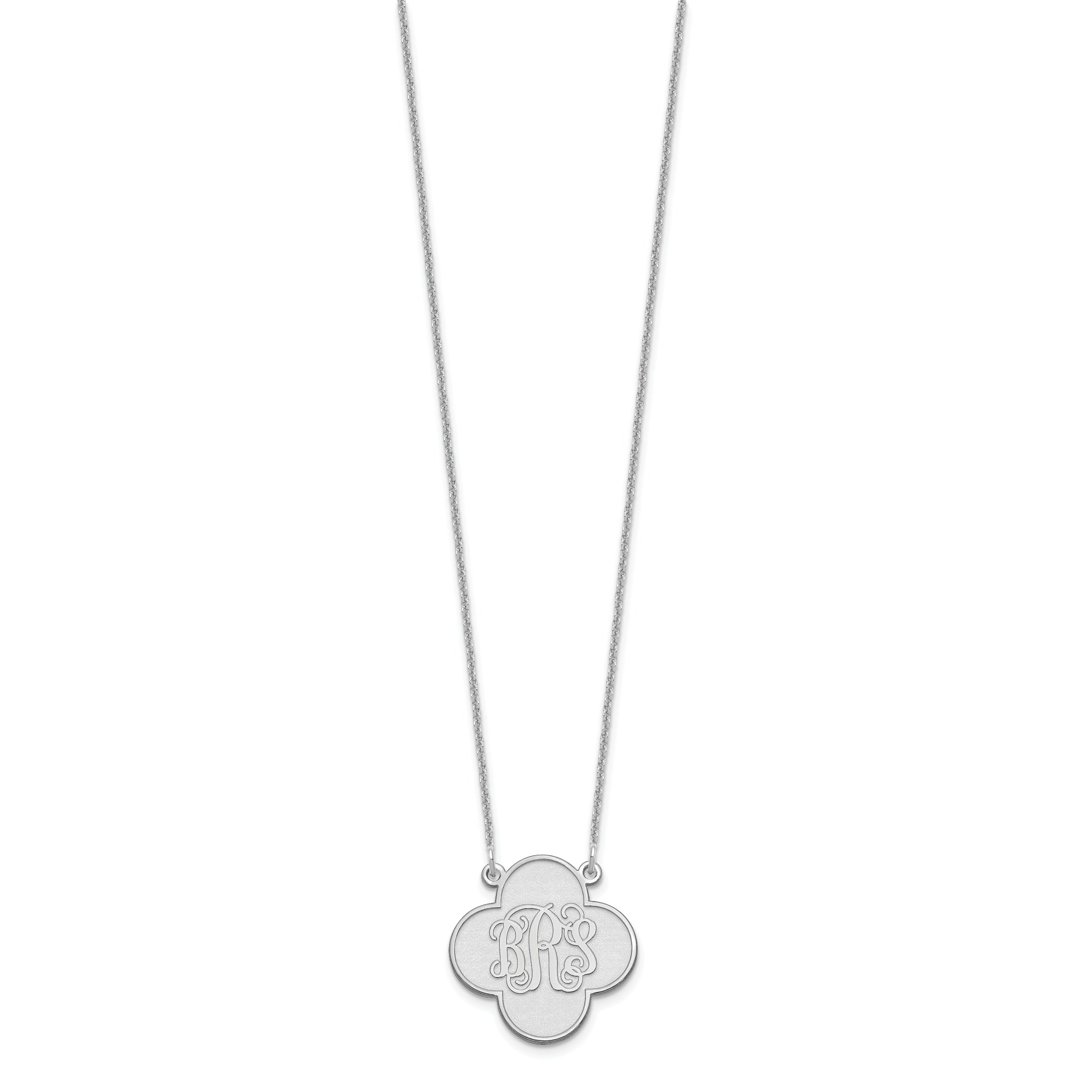 14K White Gold Clover Monogram Necklace