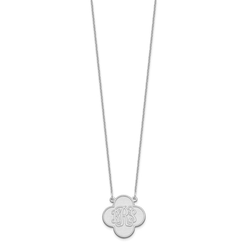 14K White Gold Clover Monogram Necklace
