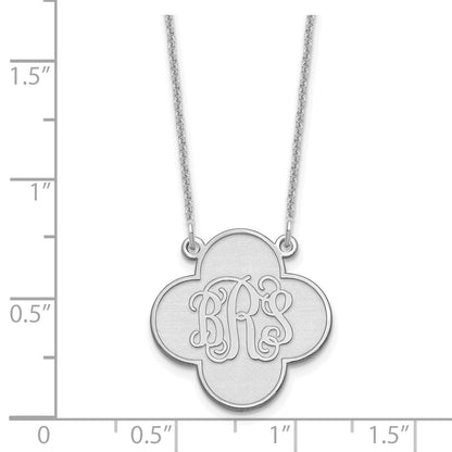 14K White Gold Clover Monogram Necklace