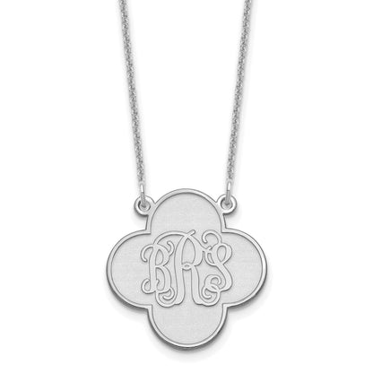 14K White Gold Clover Monogram Necklace