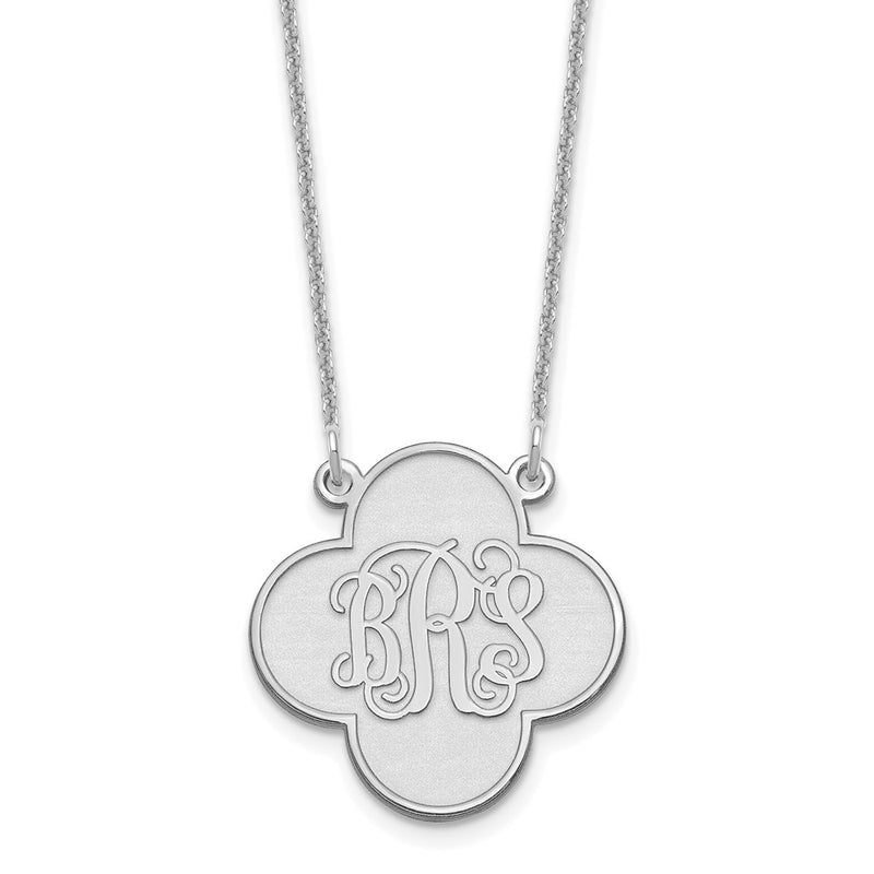 14K White Gold Clover Monogram Necklace
