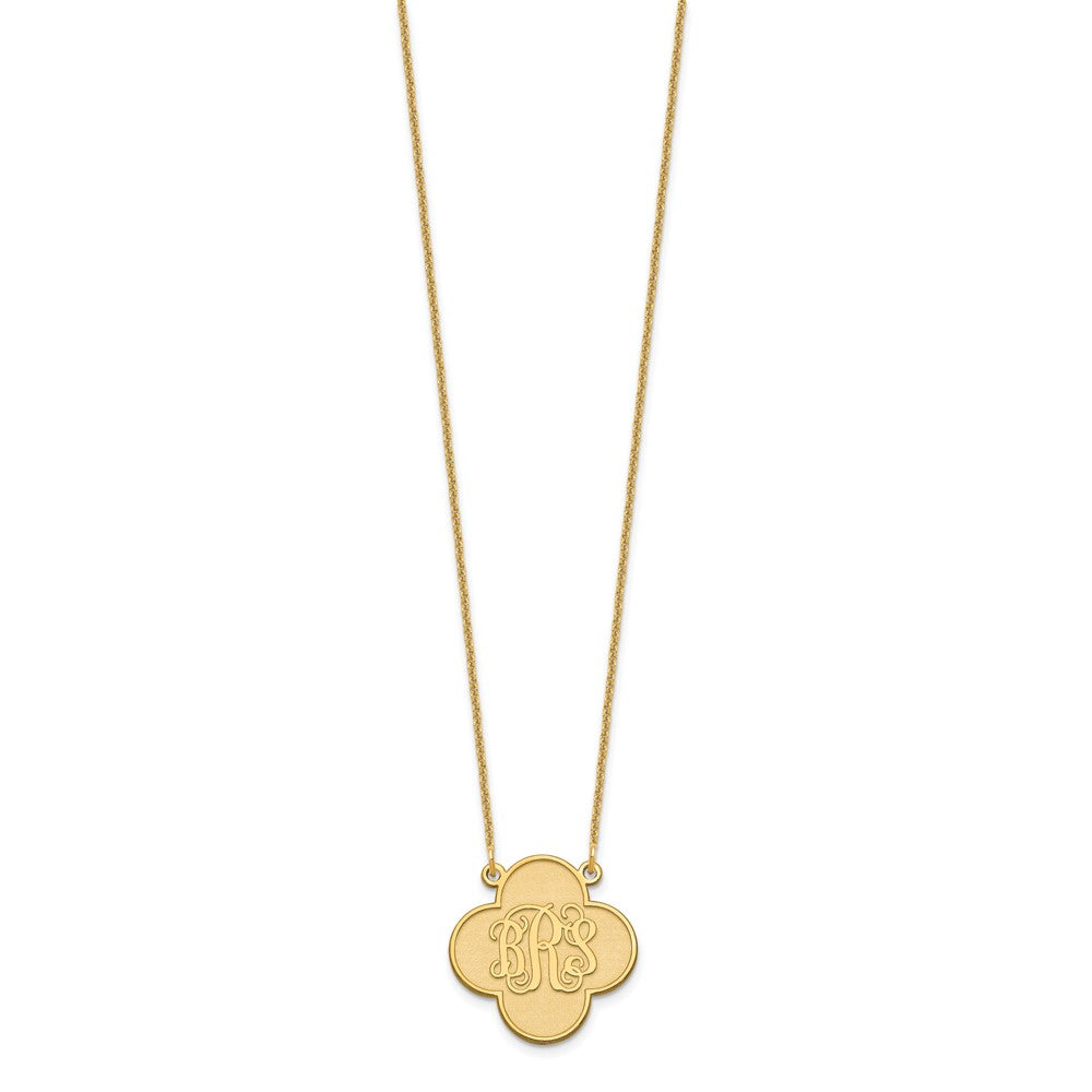 14K Yellow Gold Clover Monogram Necklace