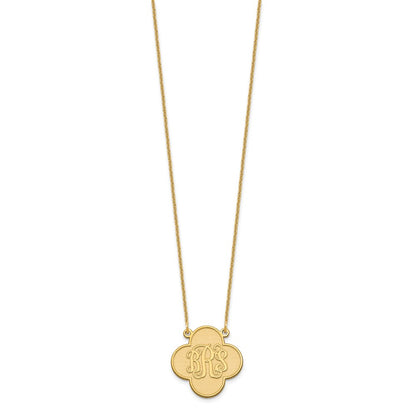 14K Yellow Gold Clover Monogram Necklace