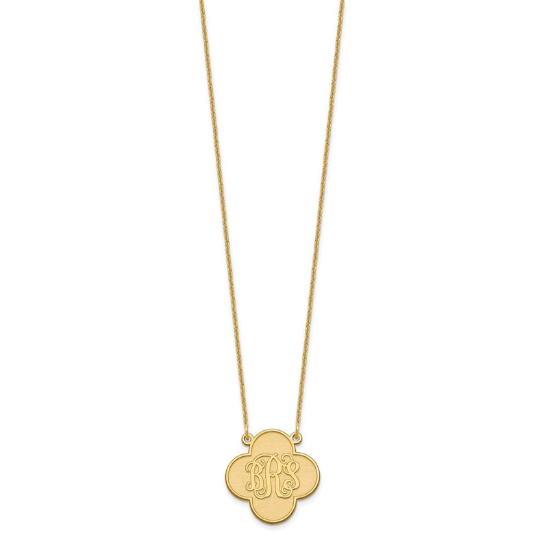 14K Yellow Gold Clover Monogram Necklace