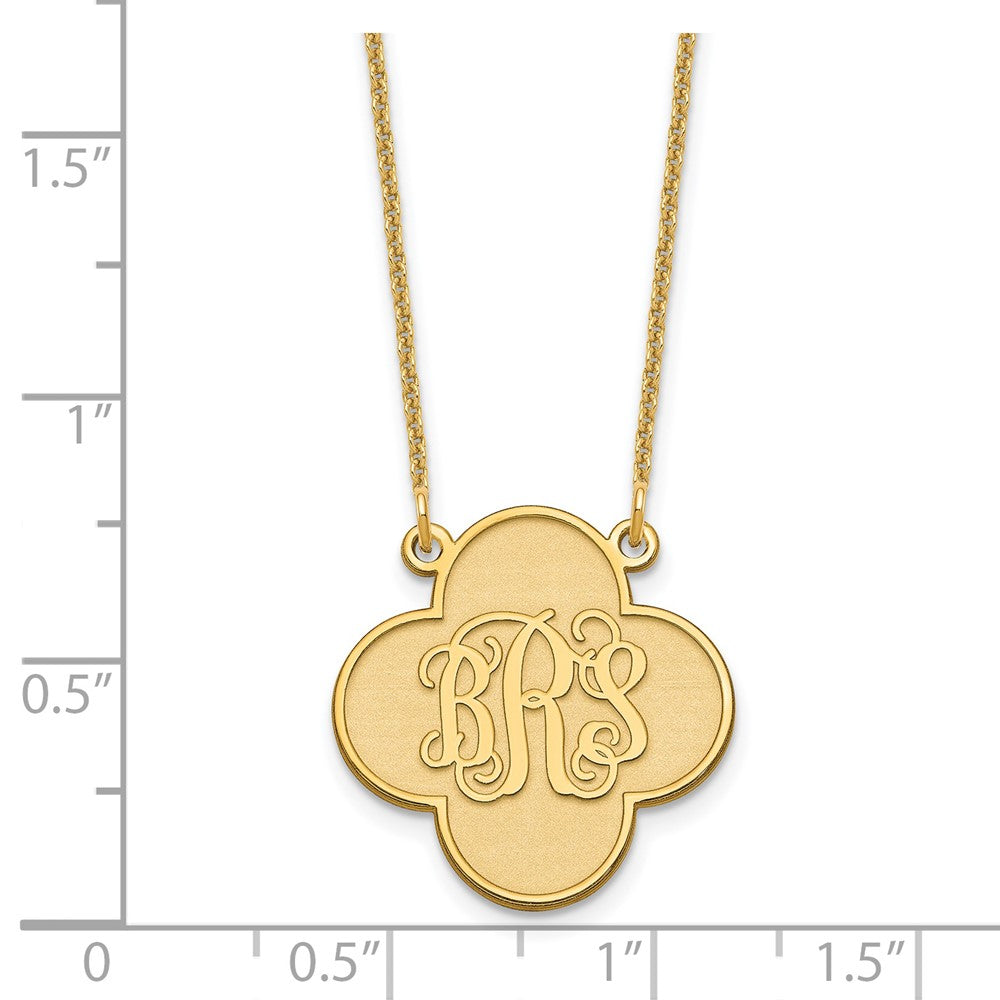 14K Yellow Gold Clover Monogram Necklace
