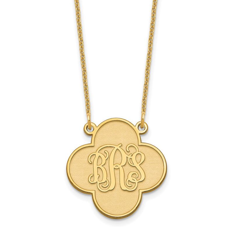 14K Yellow Gold Clover Monogram Necklace