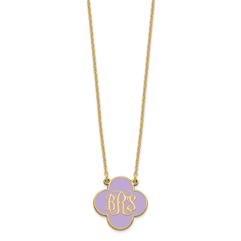 Gold Plated Sterling Silver/Gold Clover Monogram Epoxy Necklace