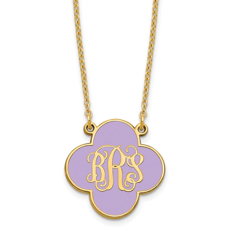 Gold Plated Sterling Silver/Gold Clover Monogram Epoxy Necklace