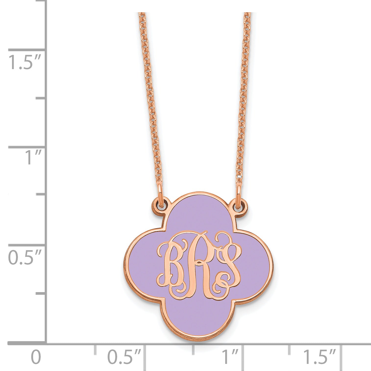 14K Rose Gold Clover Monogram Epoxy Necklace