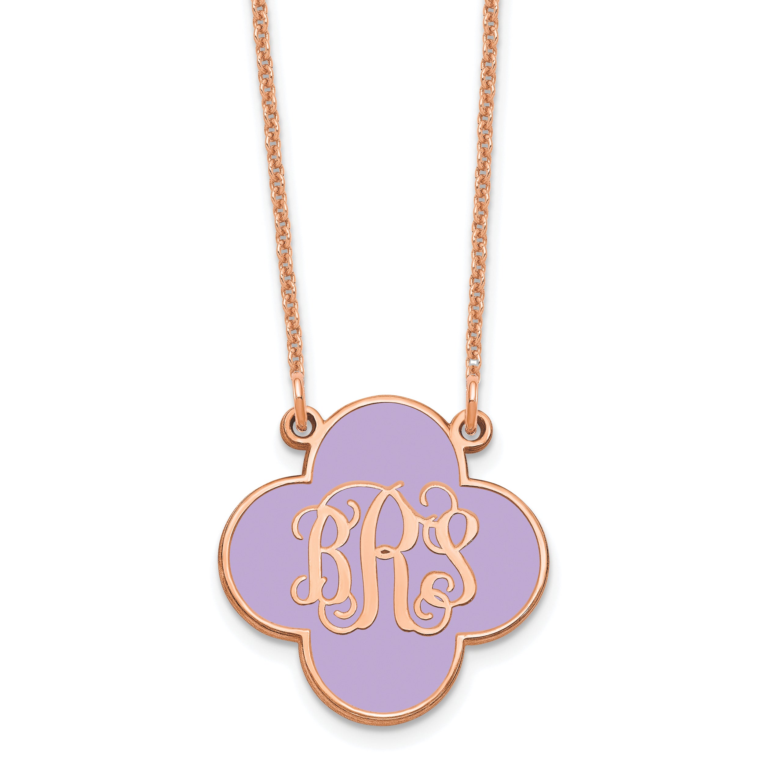 14K Rose Gold Clover Monogram Epoxy Necklace