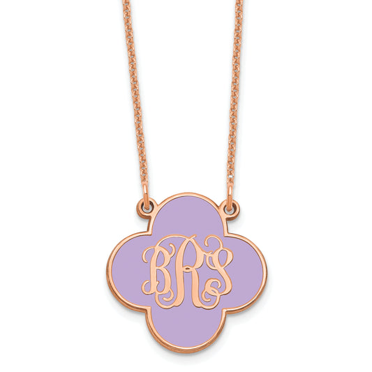 14K Rose Gold Clover Monogram Epoxy Necklace