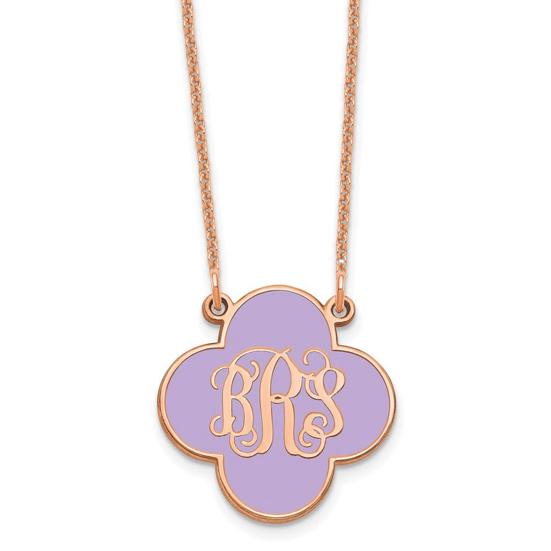 14K Rose Gold Clover Monogram Epoxy Necklace