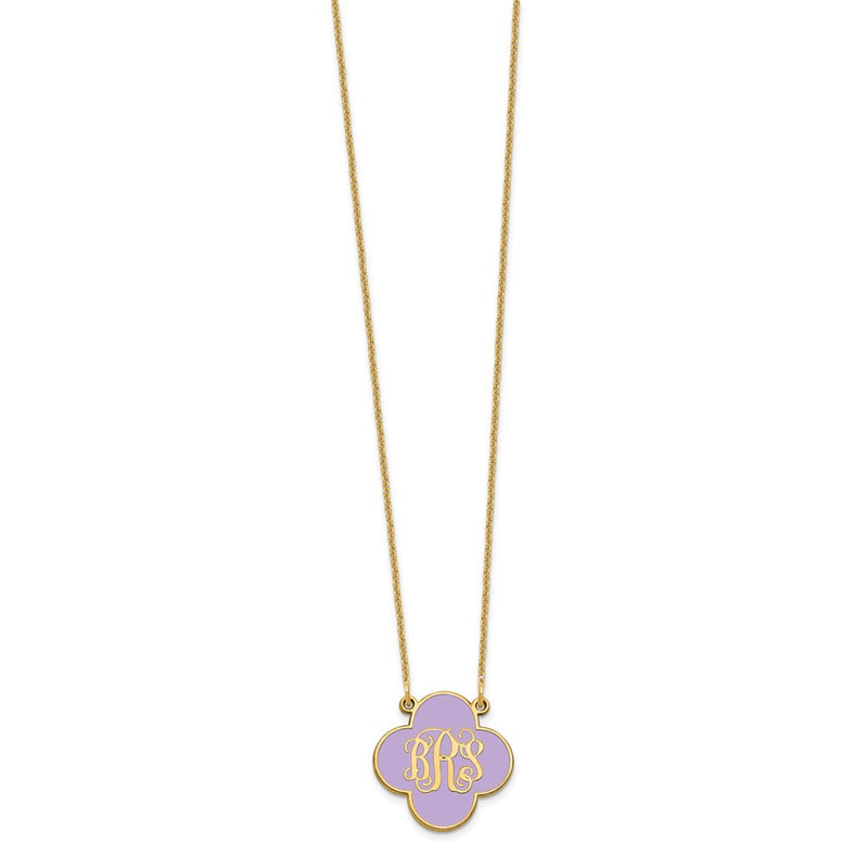 14K Yellow Gold Clover Monogram Epoxy Necklace
