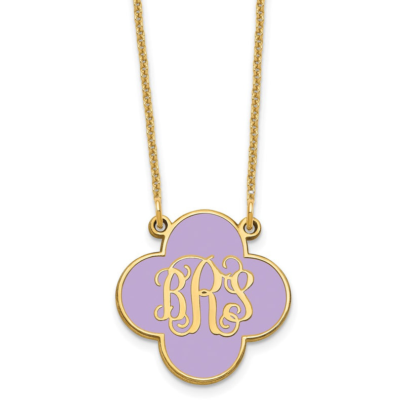 14K Yellow Gold Clover Monogram Epoxy Necklace
