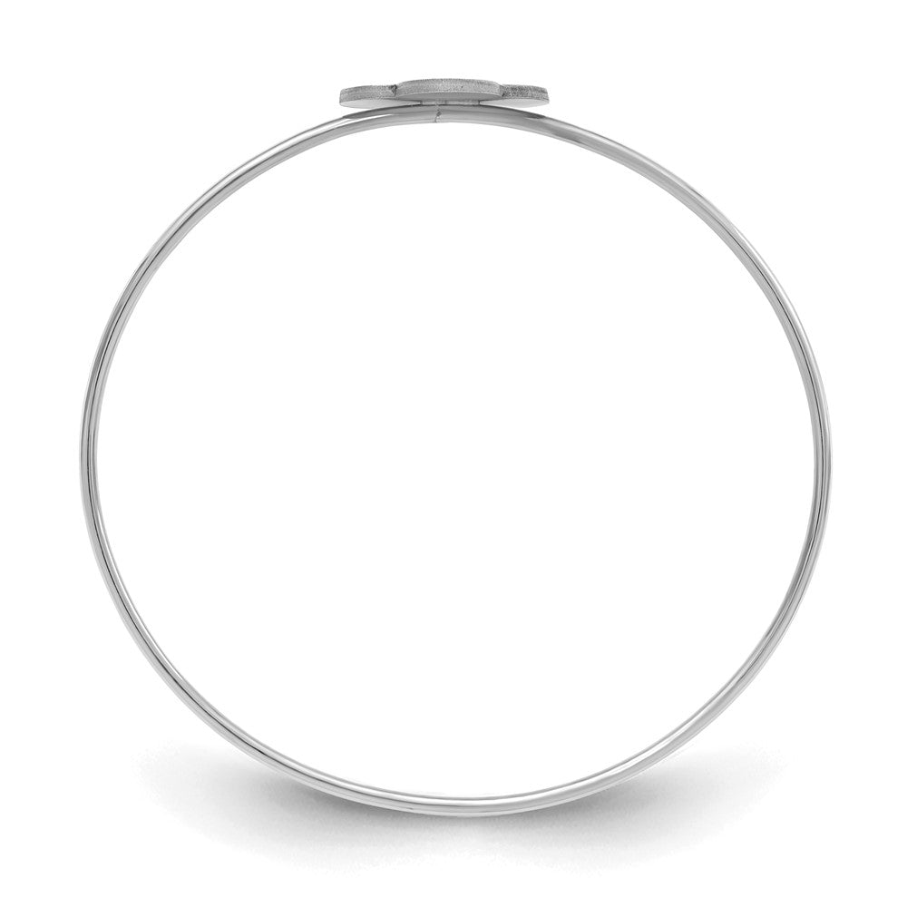 Sterling Silver Silver/Rhodium Plated Clover Monogram Slip On Bangle