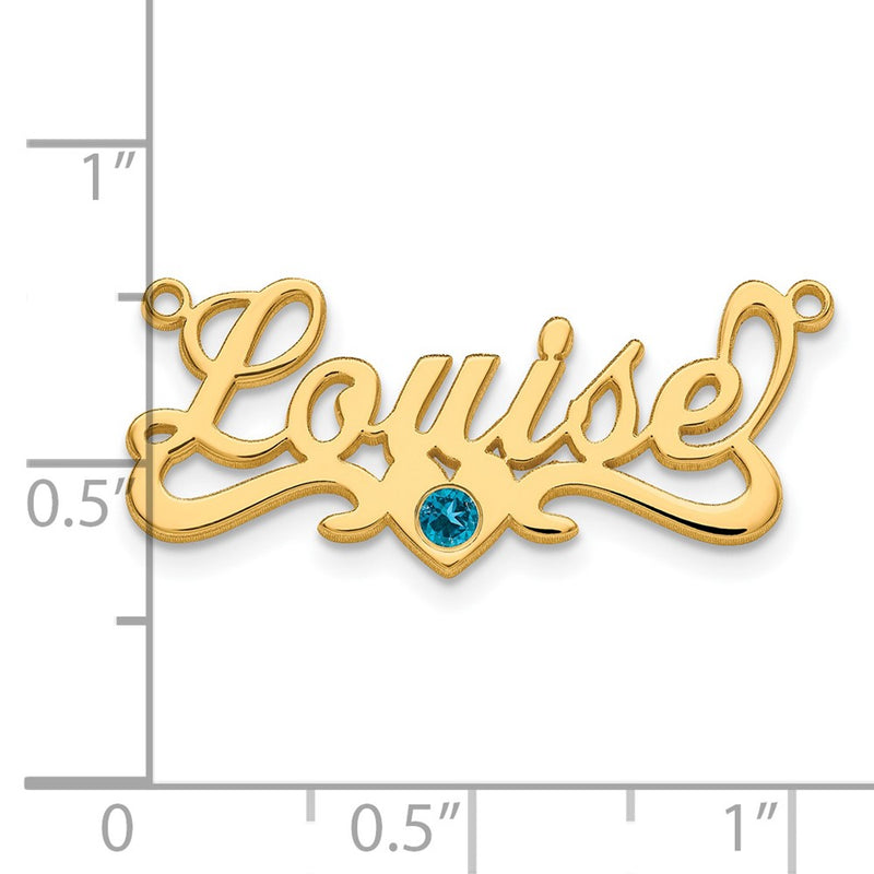 14K Yellow Gold With Bezel Birthstone Heart Name Plate