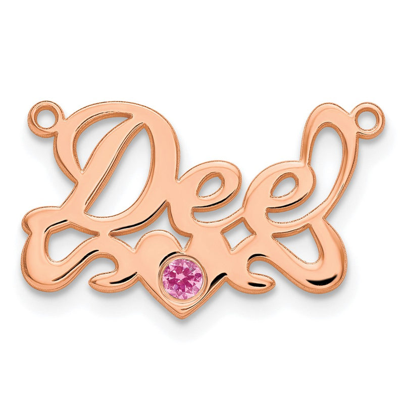 Rose Plated With Gold Bezel Birthstone Heart Name Plate