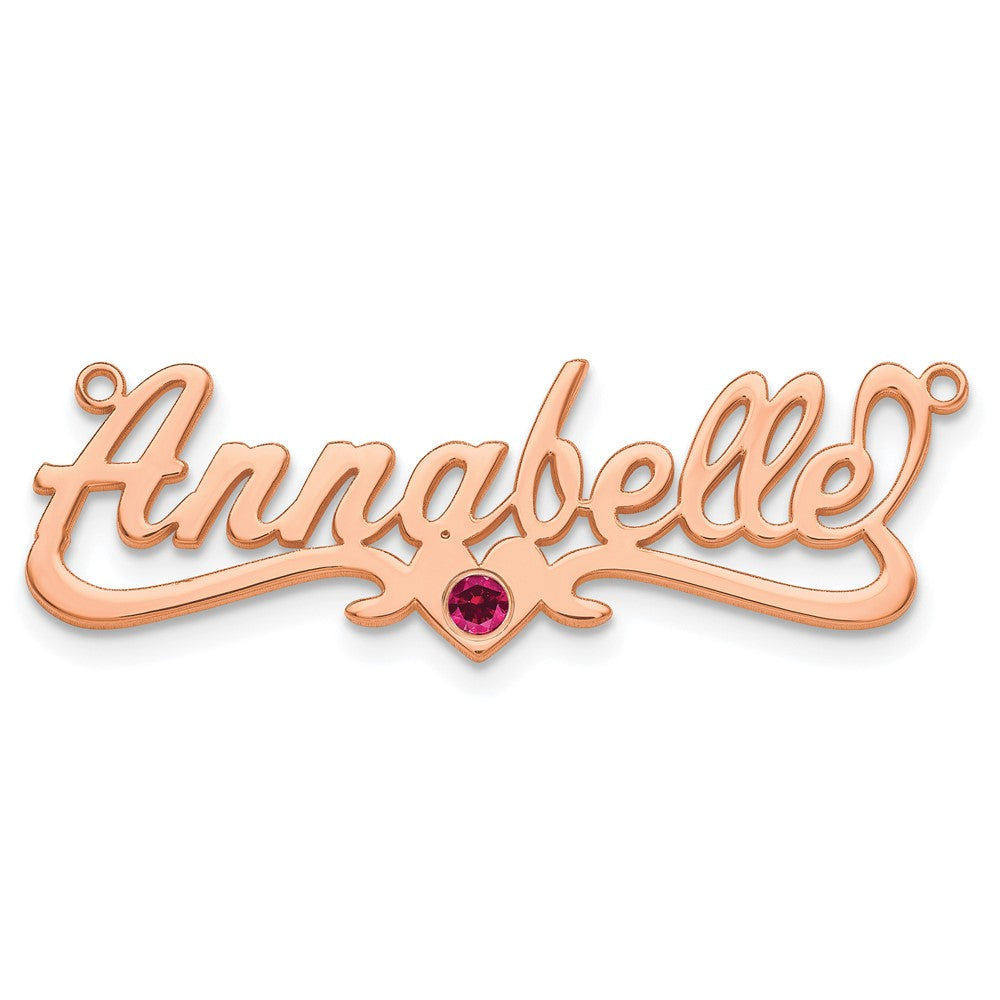 Rose Plated With Gold Bezel Birthstone Heart Name Plate