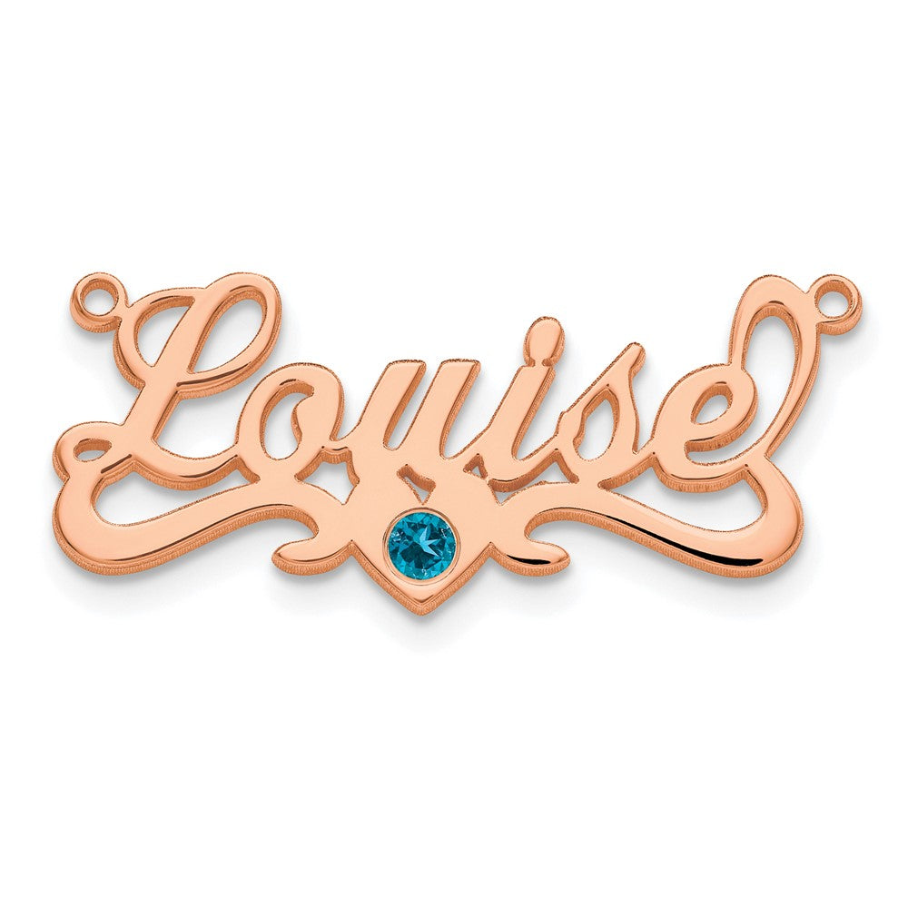 Rose Plated With Gold Bezel Birthstone Heart Name Plate