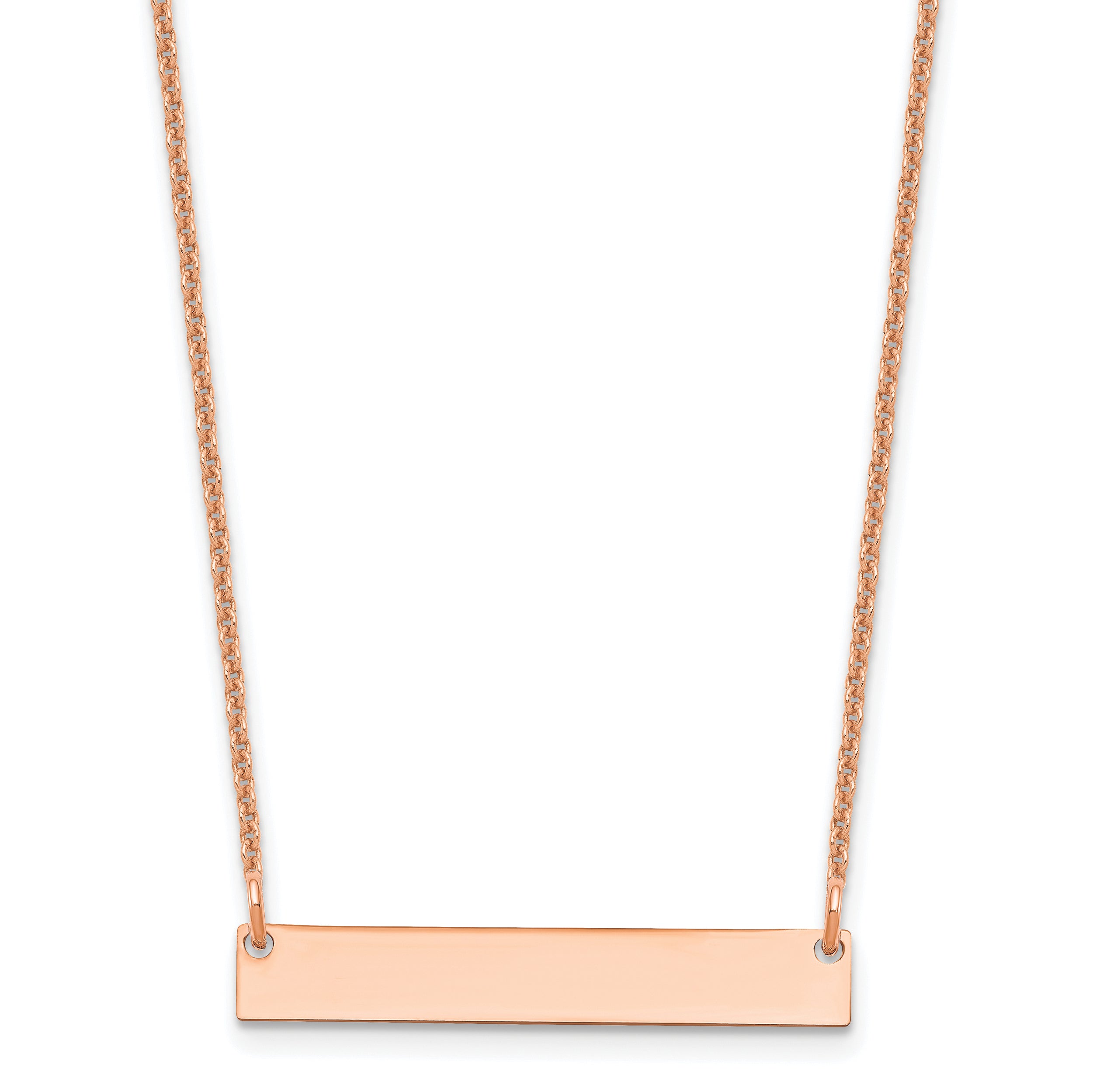 14K Rose Gold 14L Small Blank Bar Necklace