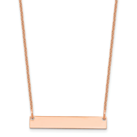 14K Rose Gold 14L Small Blank Bar Necklace