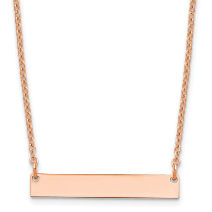 Rose Plated Sterling Silver/Rose Small Blank Bar Necklace