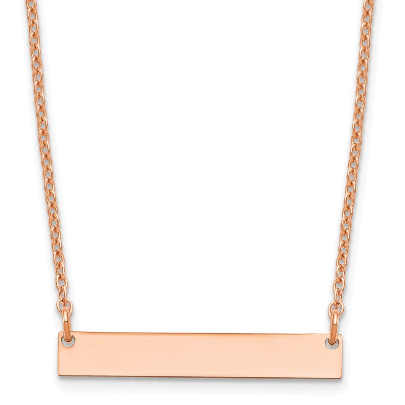 Rose Plated Sterling Silver/Rose Small Blank Bar Necklace