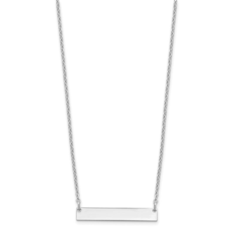 Sterling Silver Silver/Rhodium Plated Small Blank Bar Necklace