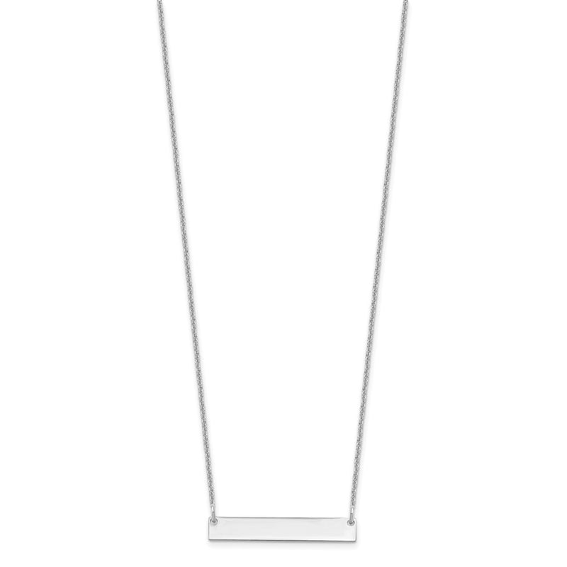 14K White Gold Small Polished Blank Bar Necklace