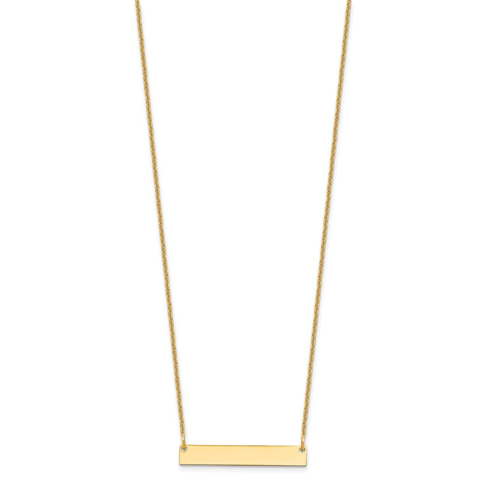 14K Yellow Gold Small Polished Blank Bar Necklace