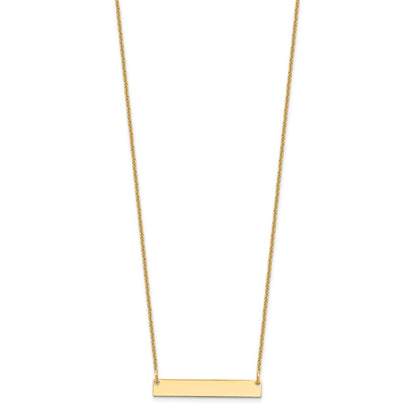 14K Yellow Gold Small Polished Blank Bar Necklace