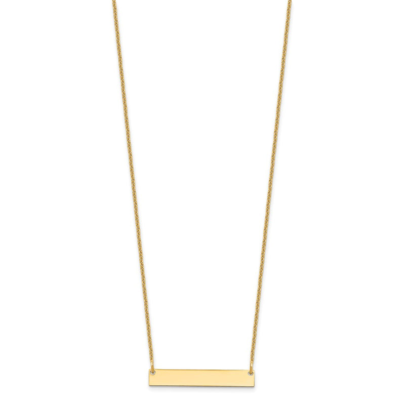 14K Yellow Gold Small Polished Blank Bar Necklace
