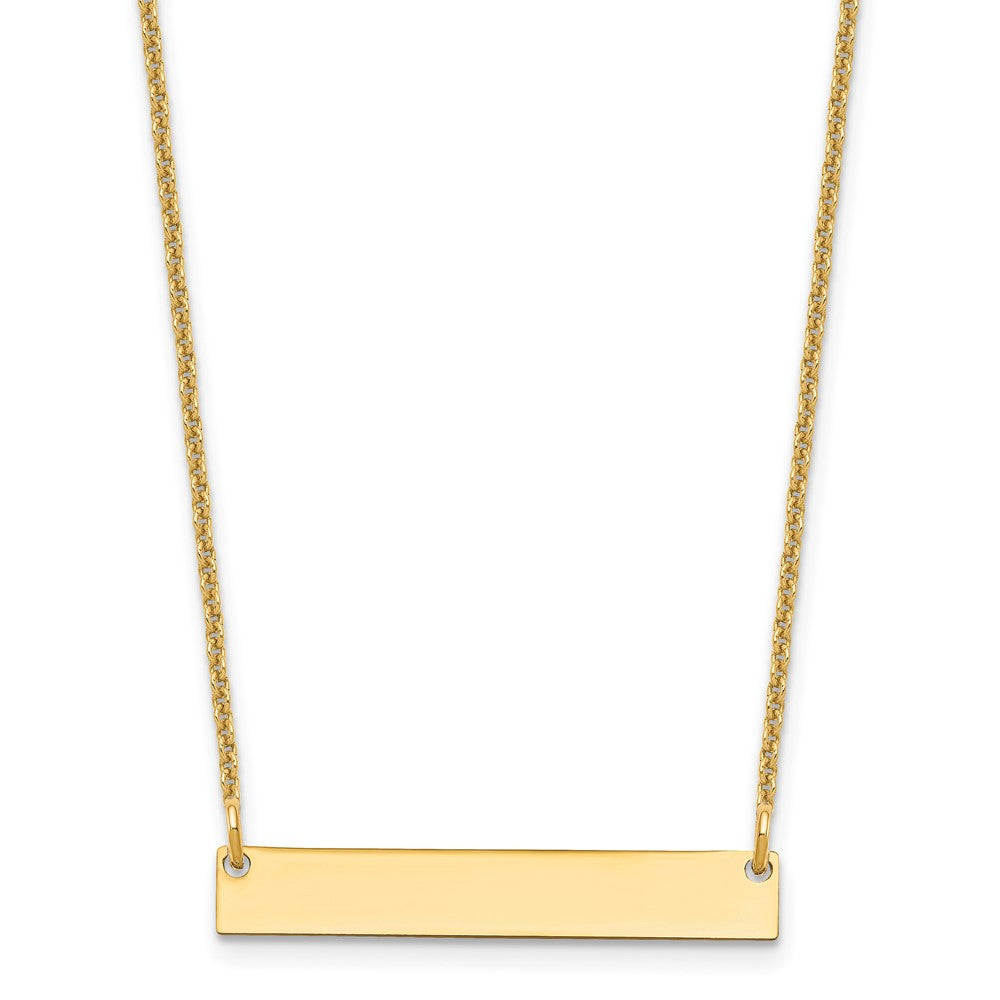 14K Yellow Gold Small Polished Blank Bar Necklace