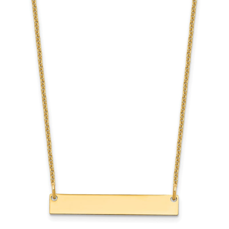 14K Yellow Gold Small Polished Blank Bar Necklace
