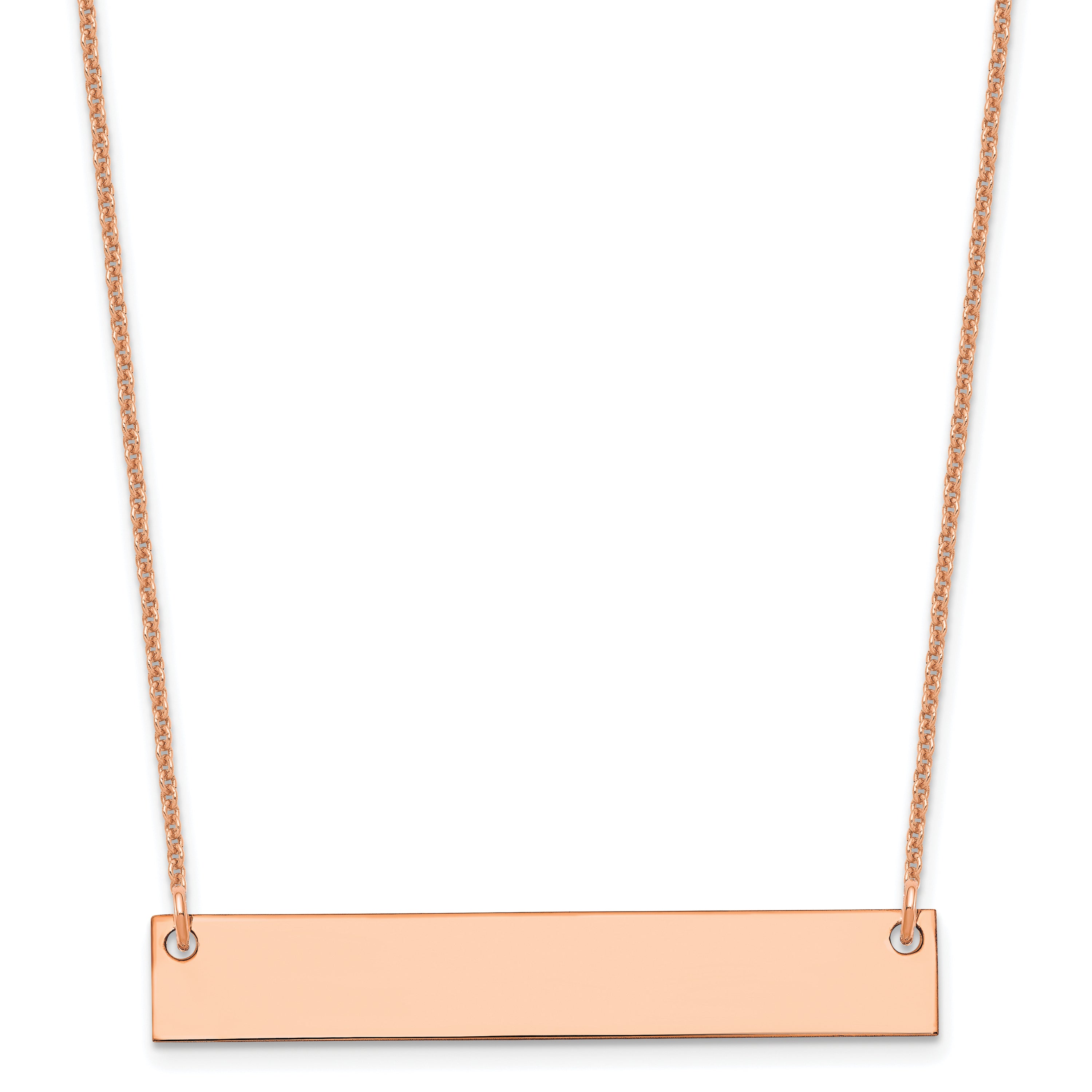 14K Rose Gold Medium Blank Bar Necklace