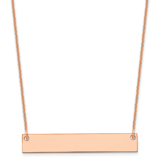 14K Rose Gold Medium Blank Bar Necklace