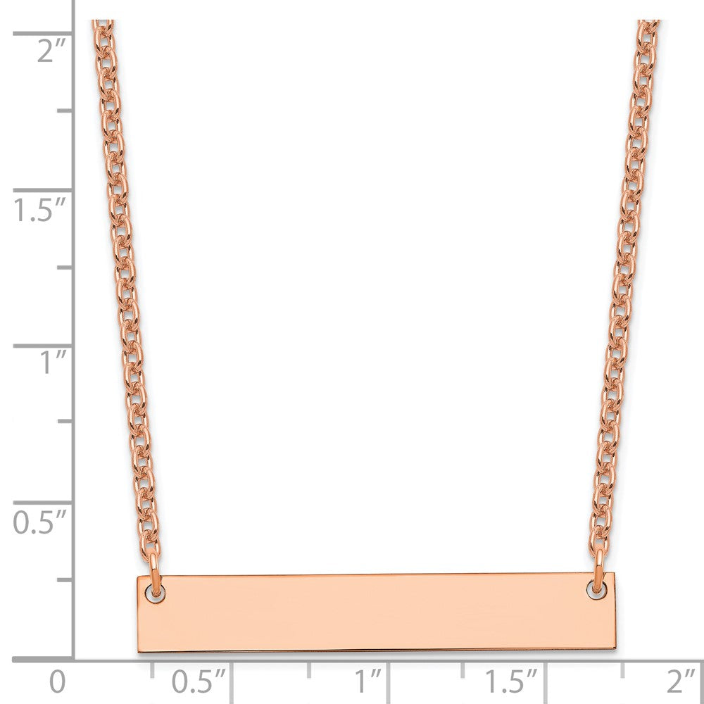 Rose Plated Sterling Silver/Rose Medium Blank Bar Necklace