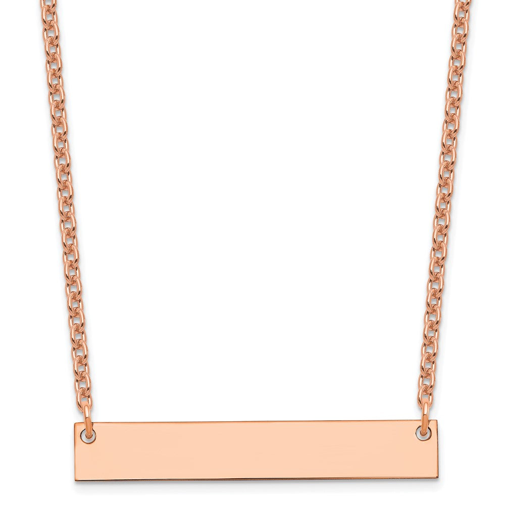 Rose Plated Sterling Silver/Rose Medium Blank Bar Necklace