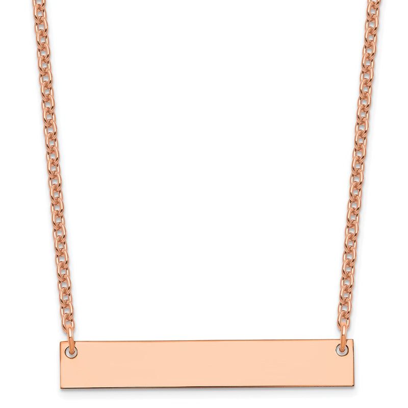 Rose Plated Sterling Silver/Rose Medium Blank Bar Necklace
