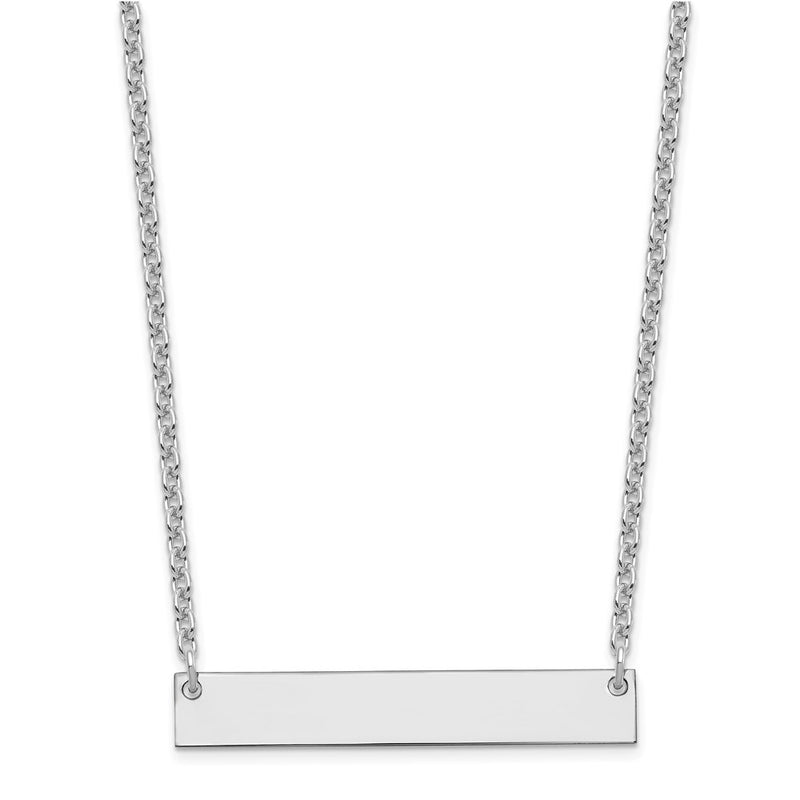Sterling Silver Silver/Rhodium Plated Medium Blank Bar Necklace