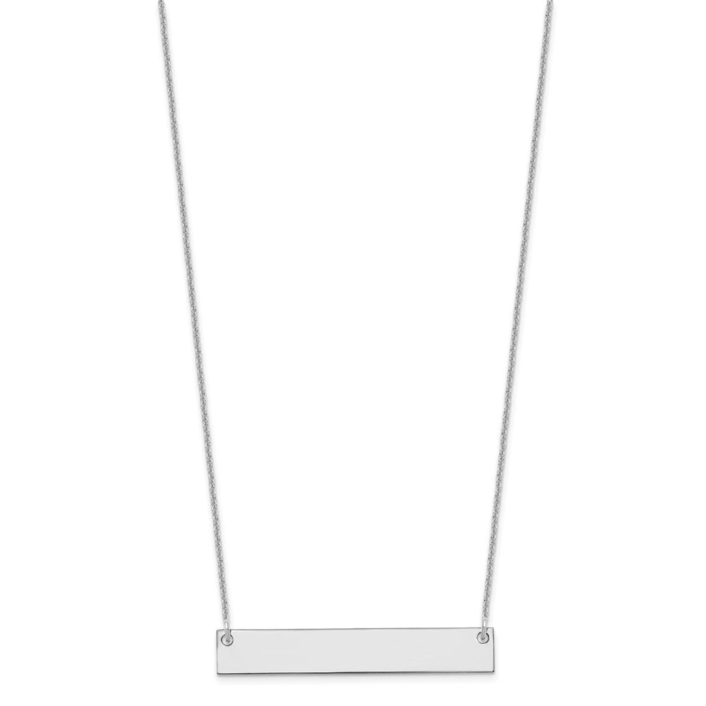 14K White Gold Medium Blank Bar Necklace
