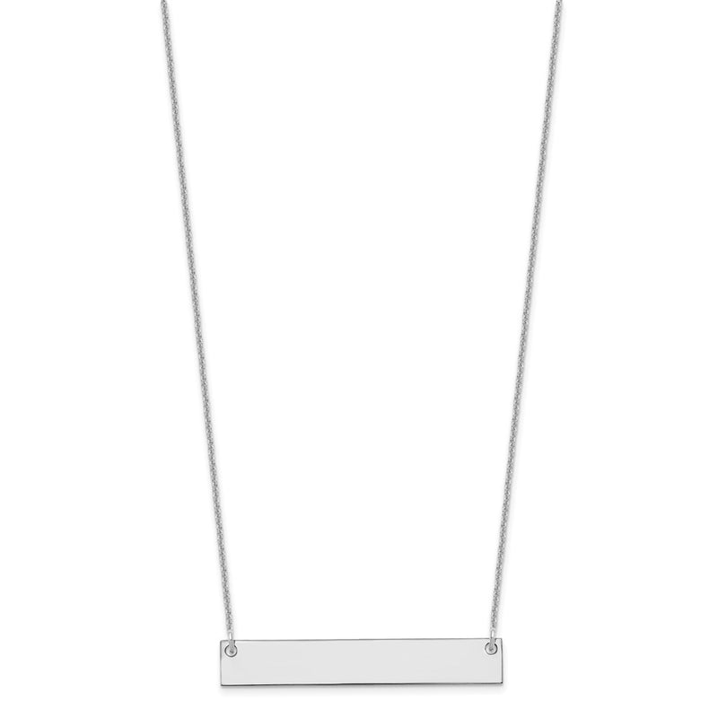 14K White Gold Medium Blank Bar Necklace