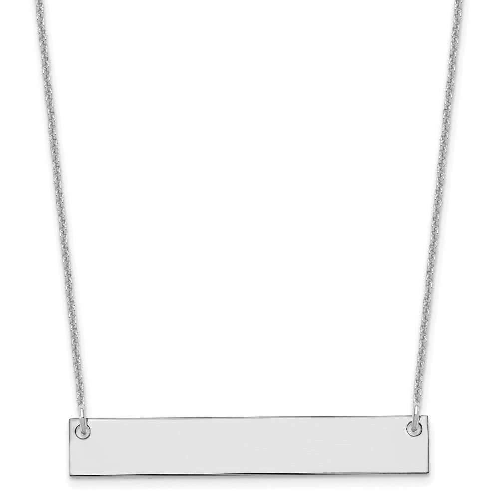 14K White Gold Medium Blank Bar Necklace