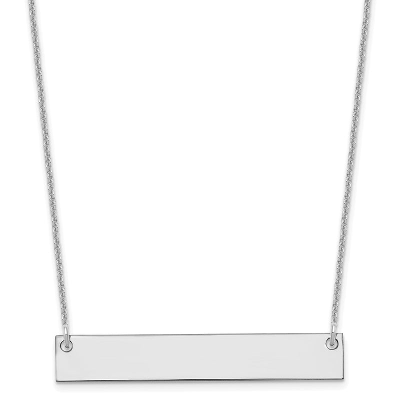 14K White Gold Medium Blank Bar Necklace