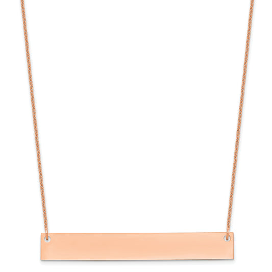 14K Rose Gold Large Blank Bar Necklace