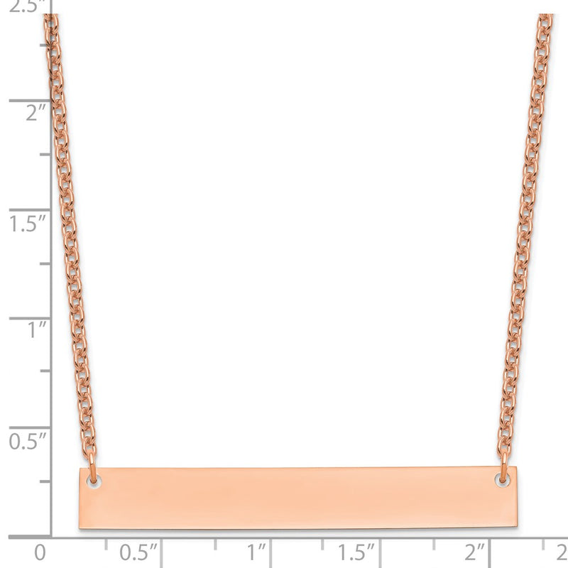 Rose Plated Sterling Silver/Rose Large Blank Bar Necklace