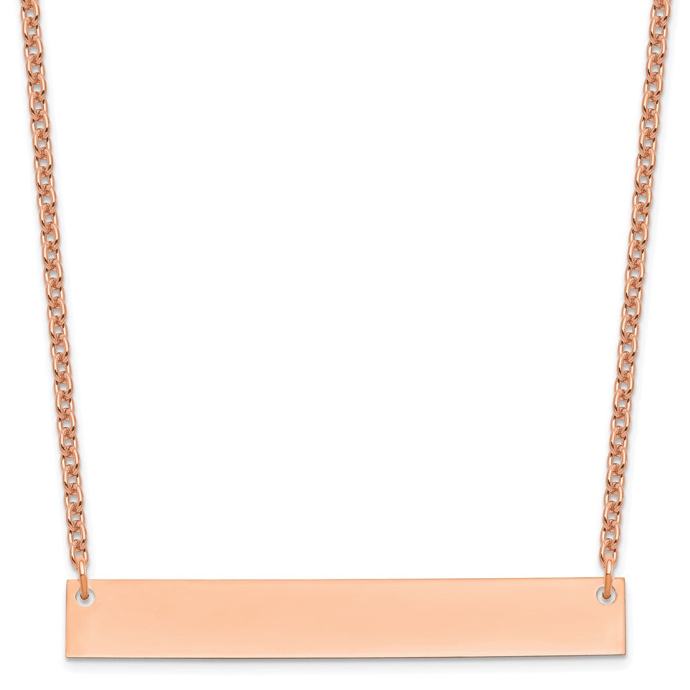 Rose Plated Sterling Silver/Rose Large Blank Bar Necklace